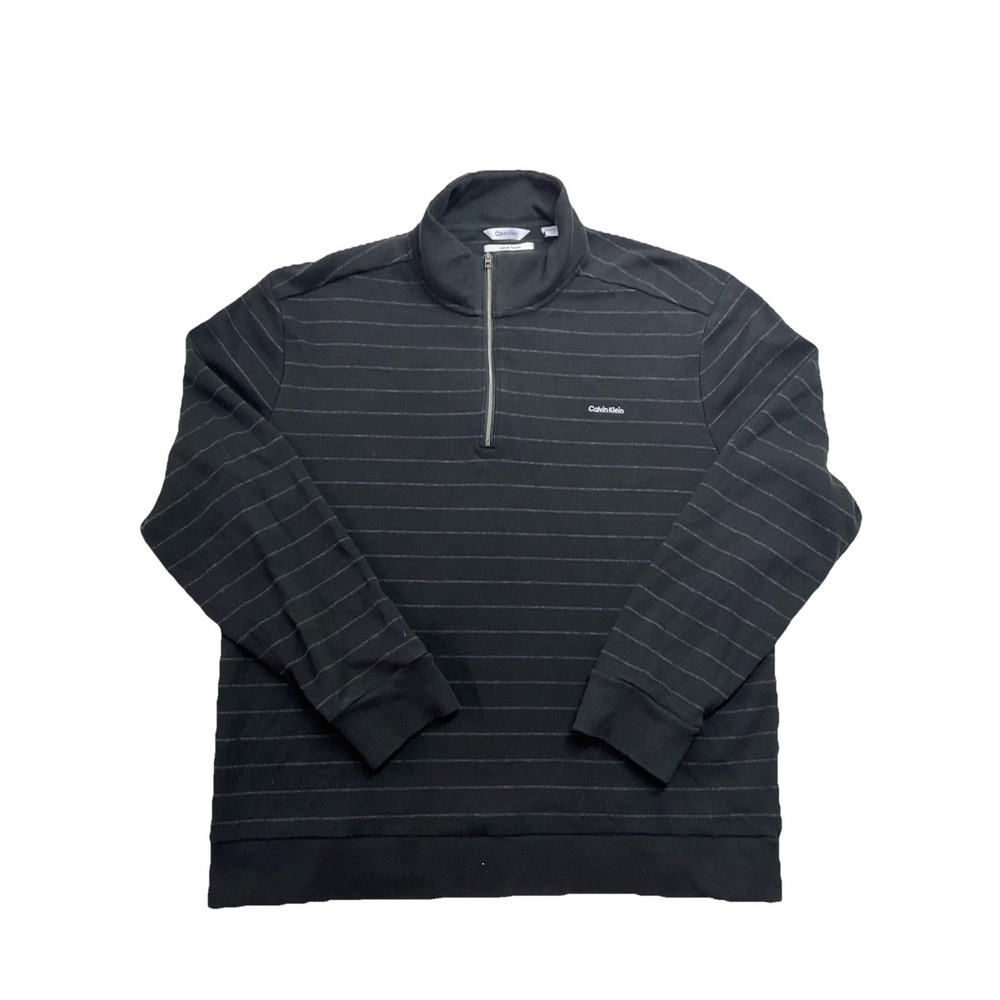 Calvin Klein Men's Black Long Sleeve Quarter Zip Pullover Sweater Size XL